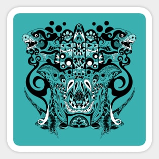 blue boho immortal tribal beasts in ecopop pattern Sticker